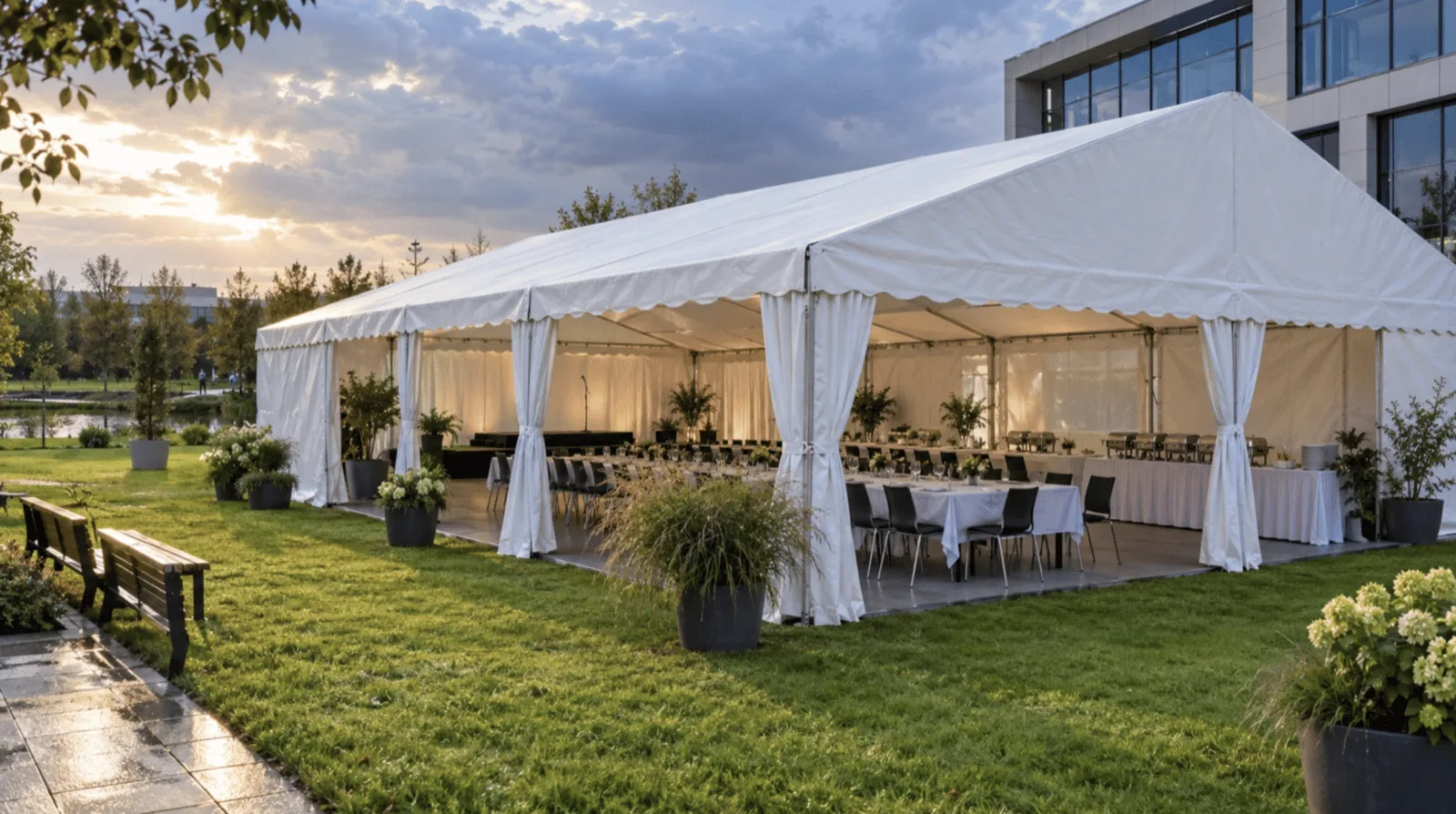 Outdoor corporate event planning and weather protection